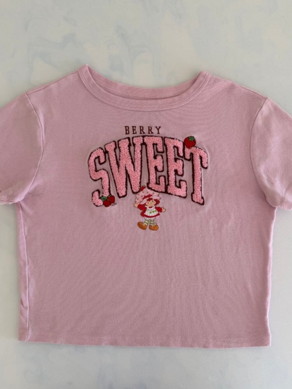 Strawberry Shortcake Pink Raised Graphic Berry Sweet Baby Tee